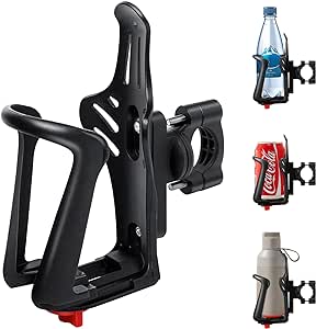 Ideashop Bike Water Bottle Holder, Universal Motorcycle Drink Holder Fits Handlebar & Frame with Screw Tool, Bicycle Bottle Cage Accessories for Kids Adults (Compatible with 2.16-2.95" Diameter Cup)