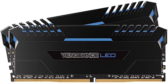 Corsair Vengeance LED 16 GB (2 x 8 GB) DDR4 3200 MHz C16 XMP 2.0 Enthusiast LED Illuminated Memory Kit - Black with Blue LED Lighting