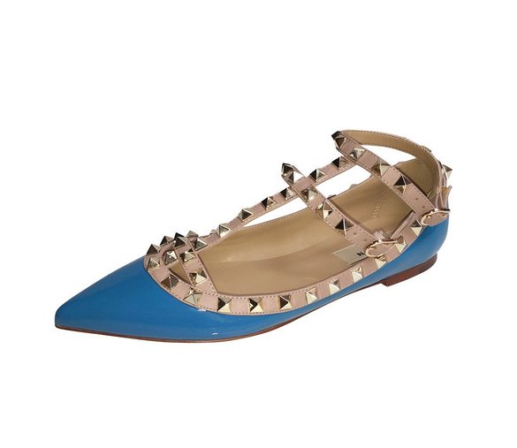 Kaitlyn Pan Studded Strappy Ballerina Leather Flats