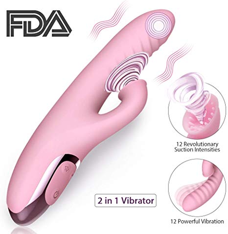 G-Spot Vibrator, Bestimulus Clitoral Sucking Vibrator Waterproof Rechargeable Quiet 12 Vibration Modes Clit Dildo Massager Adult Sex Toys for Women, Girls and Couples
