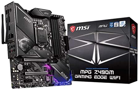 MSI MPG Z490M Gaming Edge WiFi Gaming Motherboard (LGA 1200, Intel 10th Gen, M.2, USB 3.2 Gen 2, DDR4, Wi-Fi 6, SLI, CFX, Gigabit LAN, HDMI, DisplayPort, Micro-ATX)