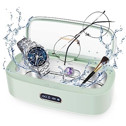 Jewelry Cleaner, Ultrasonic Cleaning Machine,300ml ultrasonic Cleaner with 4 time Settings 45Khz Stainless Steel Household ultrasonic Cleaning Machine for Eyeglass Watches Jewelry dentures