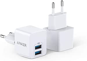 Anker PowerPort Mini Cargador de Pared Dual, 2 Paquetes, Cargador USB Extremadamente Compacto, 2,5 A Potencia Compatible con iPhone XS/XS Max/XR/X / 8/7/6 / Plus, iPad Pro/Air 2 / Mini 4, Galaxy, etc.