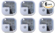 ADX Wireless Motion Sensor LED Light, Security or Night Light (Size: 3" x 3"), 6-Pack