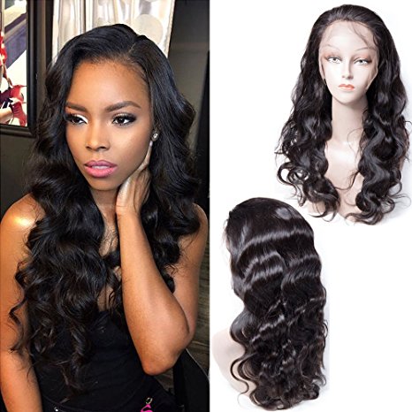 Maxine Body Wave Human Hair Wigs 130% Density Natural Hairline Brazilian Virgin Remy Human Hair Lace Front Wig With Baby Hair Bleached Knots Adjustable Straps 16 inches