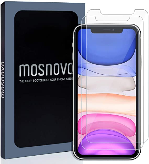 MOSNOVO Premium Glass Screen Protector for iPhone 11 / iPhone XR (6.1") [Guidance Frame Include] (2 Pack) [Easy Install][Anti Scratch][Advanced HD Clarity][Bubble Free][Case Friendly]