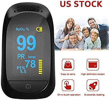 Fingertip Pulse Oximeter, Blood Pulse OximeterBody Health Monitor with LED Display, Pulse Sensor Meter with Alarm and Pulse Rate Monitor for Adults and Children