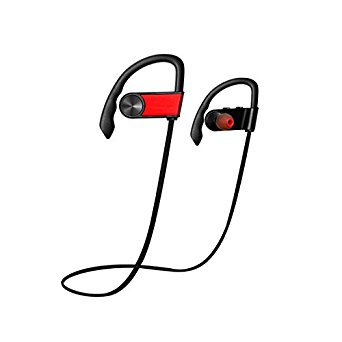 Wireless Bluetooth Earbuds Zakix Bluetooth Headphones for iPhone 7/7plus/6/6plus/5/5s and smart phones (Red)