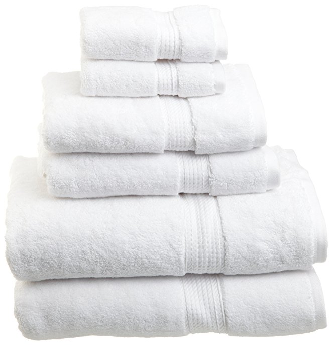 Superior 900 Gram 100% Premium Long-Staple Combed Cotton 6-Piece Towel Set, White