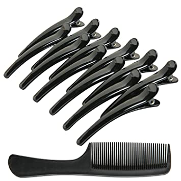 HAITAO Hair Clips, 12PCS Hair Clips for Styling Sectioning with Duck Teeth and Ergonomic Non-Slip Design Hair Accessories Set with Hair Comb for Women Gift (Black)