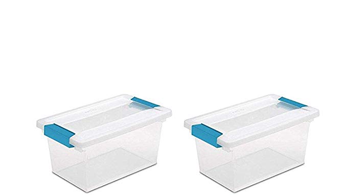 STERILITE Clip Box Clear Storage Container with Lid (2 Pack, Medium)