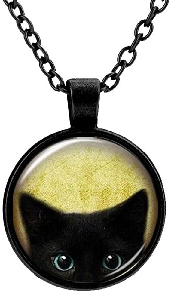 IDB Black Cat Necklace - Peeking Black Cat Pendant - Cute Black Cat Jewelry