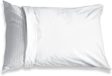 Fresh Ideas 100% Cotton Teflon Coated Pillow Protector Waterproof and Stain Resistant 2 Pack Queen, White