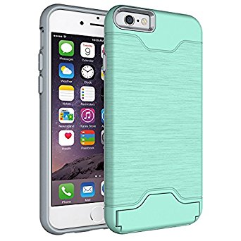 iPhone 6 6S Armor Case (4.7”) - AYIPE Kickstand Card Slot Armor Case Dual-Layers Protection Card Holder Phone Cover - Magic Mint