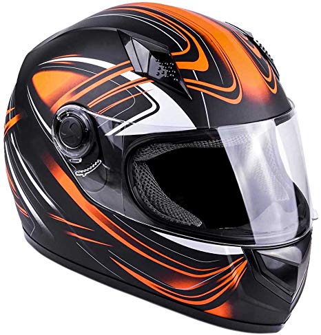 Typhoon Adult Full Face Motorcycle Helmet DOT (Matte Orange, Large)
