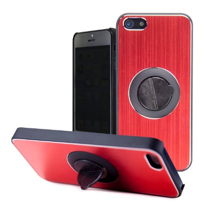iPhone 5s Case with Integrated Antimicrobial Screen Cleaner - Gwee Button Phone Case - Built in Kickstand - Multiple Colors AvailableRed