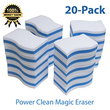 STK 20 Pack Extra Thick Power Clean Magic Eraser - Eraser Sponge For All Surfaces - Kitchen-Bathroom-Furniture-Leather-Car-Steel - Just Add Water to Erase All Dirt - Melamine - Universal Cleaner