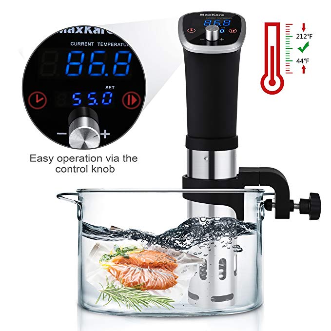 MaxKare Sous Vide Precision Cooker with Immersion Circulator, Double Digital Display Screens, Stainless Steel, Precise Temperature/Time Control for Quality Food at Home, Easy to Clean (800 watt)