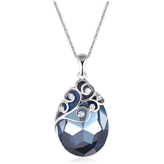 Lelekiss Women's Vintage Swarovski Teardrop Crystal Pendant Necklace, Mothers Day Gifts for Mom