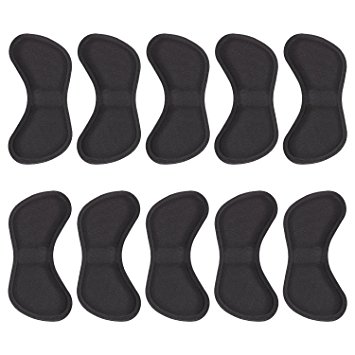 Hotop 5 Pairs Heel Grip Liner Self Adhesive Shoe Insoles Cushion Pads Stickers Foot Care Protector (Black)