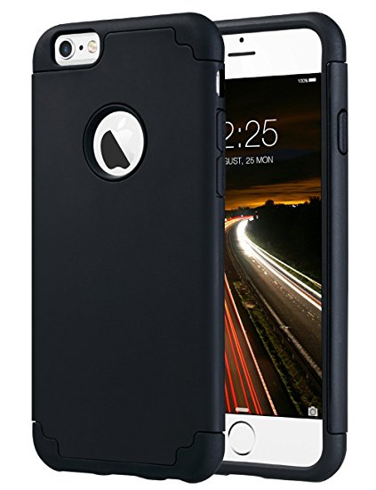 iPhone 6S Plus Case, iPhone 6 Plus Case, ULAK Slim Fit Dual Layer Soft Silicone & Hard Back Cover Bumper Protective Shock-Absorption & Anti-Scratch Case for Apple iPhone 6/6S Plus 5.5 inch-Black