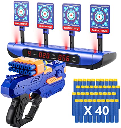 Electric Scoring Auto Reset Shooting Digital Target with Foam Dart Toy Shooting Blaster & 20Pcs Refill Darts, Battle Mode Target for Nerf Guns, Fun Toys for 5,6,7,8,9,10  Years Old Kids, Boys & Girls