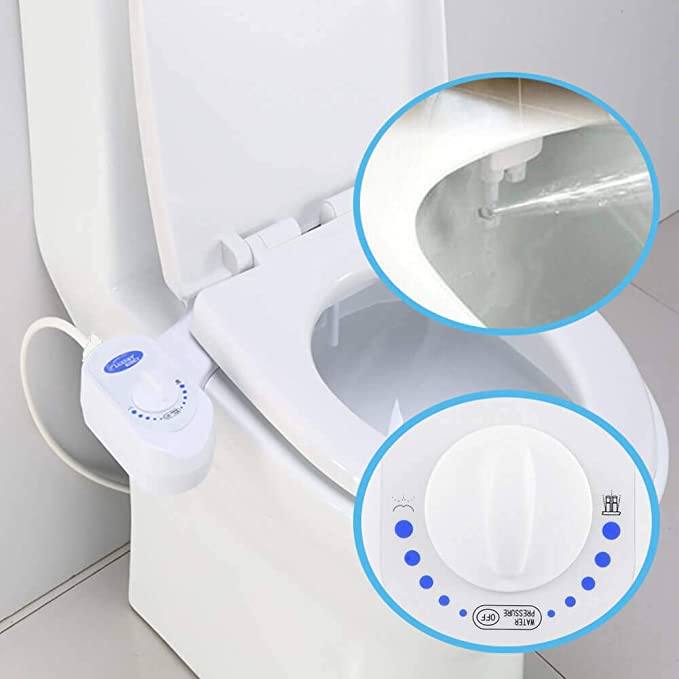 Non-Electric Bidet Toilet Seat Water Controllable Self-Cleaning Bidet Nozzle-Fresh Water Bidet Sprayer Mechanical Attachment for Home Washing