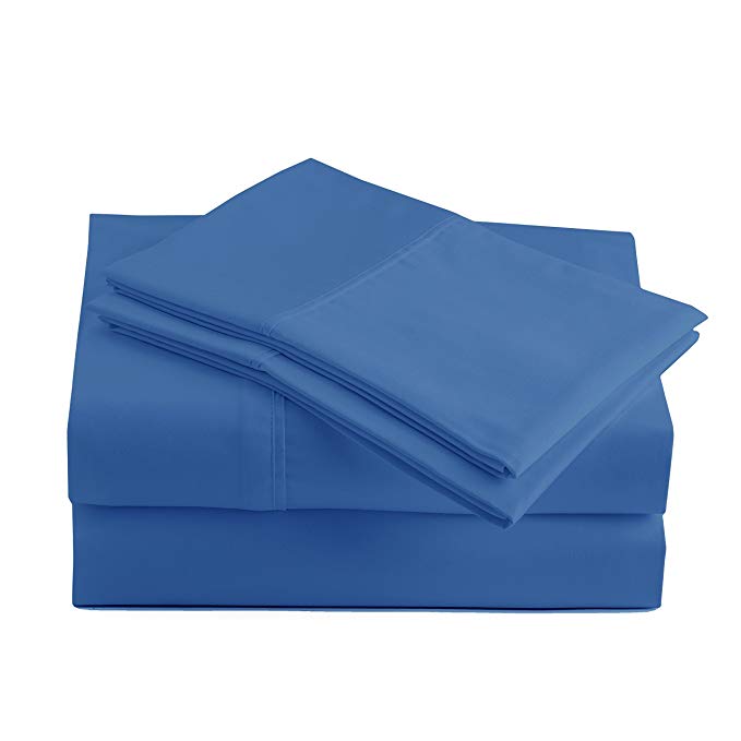 Peru Pima - 285 Thread Count - 100% Peruvian Pima Cotton - Percale - Bed Sheet Set (Twin, Diva Blue)