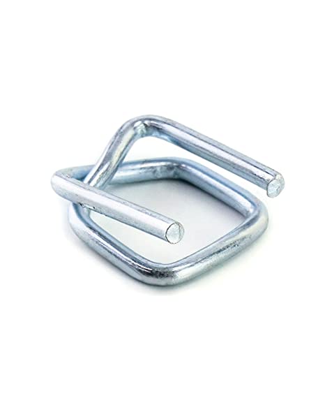 QWORK 50 Pack Metal Wire Buckle, 3/4" Width, Silver, for Polypropylene Strapping Cord Strapping