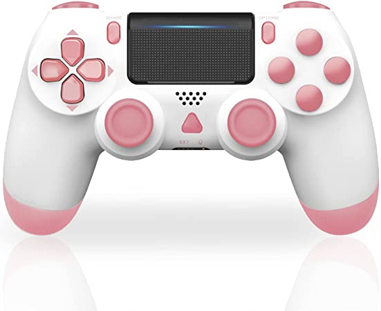Replacement for PS4 Pink Wireless Controller, JORREP Gamepad Joystick Compatible with P-S4/Slim/Pro Console with Charging Cable - White