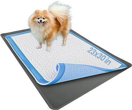 Skywin Dog Pad Holder Tray for 23 x 30 Inches Training Pads - Easy to Clean and Store Perfect for Dog Potty Tray – Silicon Wee Wee Pad Holder, No Spill Pee Pad Holder for Dogs (Grey)