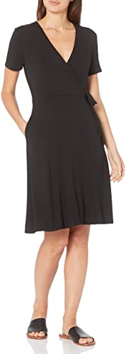 Amazon Essentials Women's Standard Cap-Sleeve Faux-wrap Dress