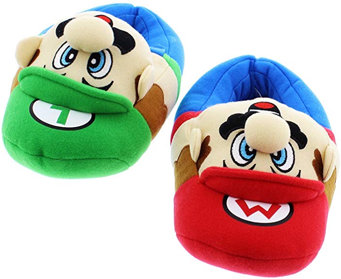 Super Mario Brothers Boys Plush Slippers (Little Kid/Big Kid)