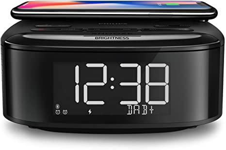 Philips Audio R7705/10 Clock Radio DAB /FM Digital Radio (Bluetooth, Dual Alarm, Sleep Timer, Automatic Time Synchronization, Battery Backup, Alarm Clock with Wireless Charging) – 2020/2021 Model