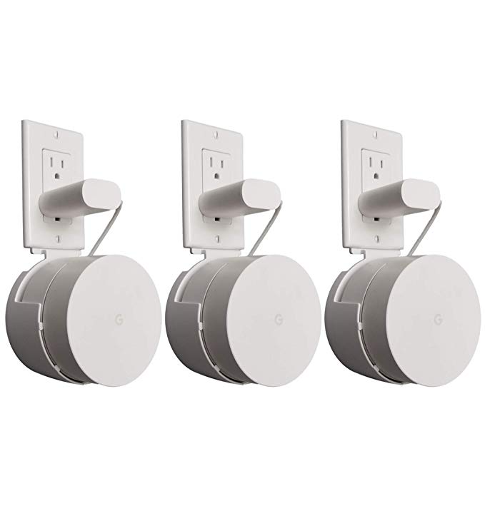 Dot Genie Google WiFi Outlet Holder Mount [Pro Version]: The Strongest, Most Versatile and Attractive Mount Stand Holder for Google WiFi. Great for Home and Businesses! Still No Screws! (3-Pack)