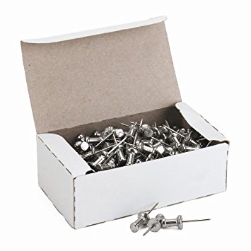 ADVANTUS Aluminum Head Push Pins, Steel 5/8-Inch Point, Silver, 100 per Box (CPAL5)