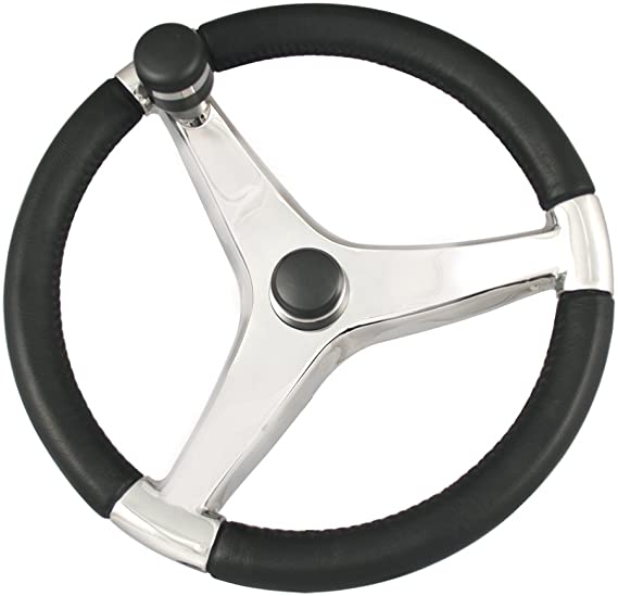 Ongaro Evo Pro 316 Cast Stainless Steel Steering Wheel w/Control Knob - 13.5" Diameter (49145)