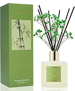 Cocorrína Reed Diffuser - Bamboo Stream Scented Diffuser with 8 Sticks Home Fragrance Reed Diffuser for Bathroom Shelf Decor