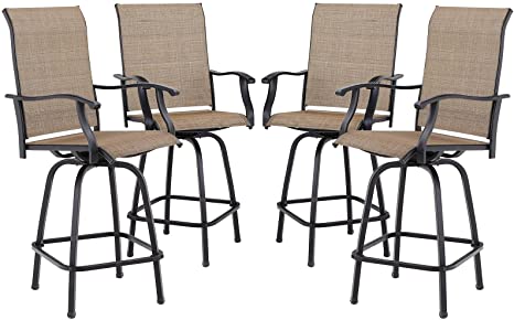 Sophia & William Swivel Bar Stool 4 Pcs Patio Bar Chairs All Weather Furniture Set Patio Bar Chairs High Back with Breathable Textilene