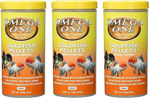 Omega One 3 Pack of Goldfish Medium Pellets, 8 Ounces Each