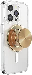 PopSockets Round Phone Grip Compatible with MagSafe, Adapter Ring Included, Phone Holder, Wireless Charging Compatible - Alum Radial Gold