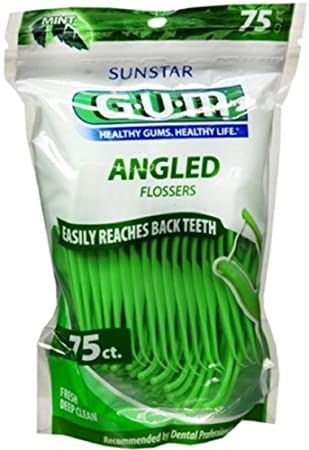 GUM Angled Flossers Fresh Mint 75 Each ( Pack of 2)