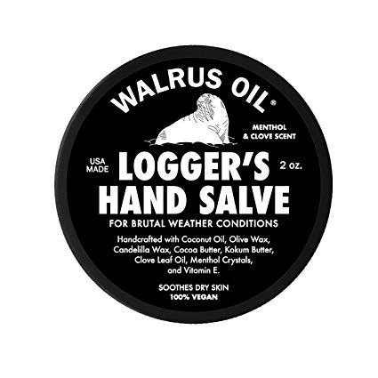 WALRUS OIL - Logger's Hand Salve, 100% Vegan, Made with Olive Wax, Kokum Butter, Coconut Oil, Soothing Menthol and More.