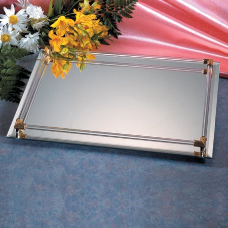 Studio Silversmith Mirror Vanity Tray with Gold Plated Accents 8 X 11 - Inches