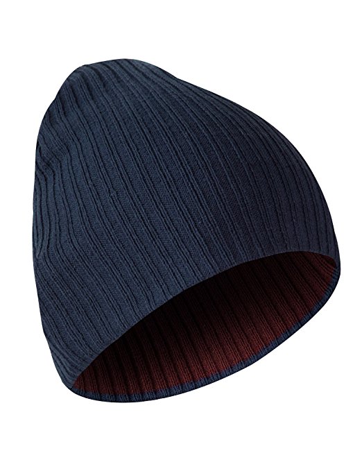 MIER Knit Skull Cap Unisex Reversible Beanie Hat for Men and Women, 9inch