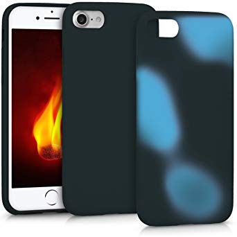 kwmobile Thermal Sensor Case for Apple iPhone 7/8 - Color Changing Fluorescent TPU Heat Sensitive Cover Black Blue