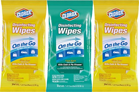 Clorox Disinfecting Wipes On The Go Value Pack, Fresh Scent and Citrus Blend, 102 Count