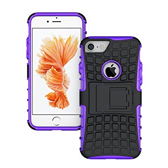 iPhone 7 Case,AOFU Dual Layer Hybrid Defender [Kickstand Armor] Protective Cases Cover with Kickstand for iPhone 7-Purple