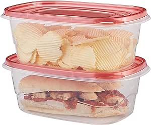 Rubbermaid TakeAlongs Deep Rectangular Food Storage Containers, 8 Cup, Tint Chili, 2 Count