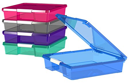 Storex 12 x 12" Stack and Store Box, Assorted Colors, Case of 5 (63202U05C)